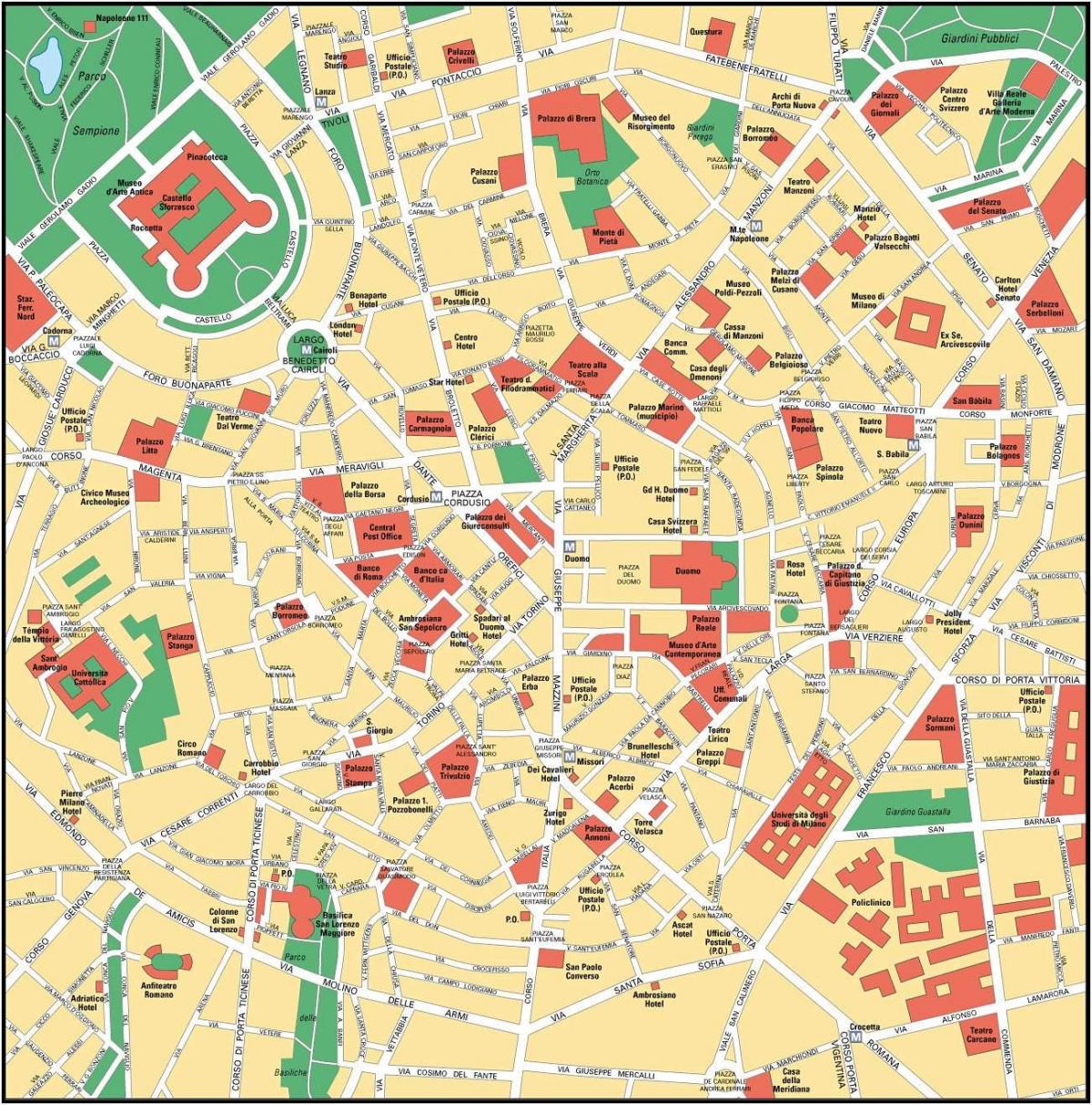 milano città dell'italia centro mappa