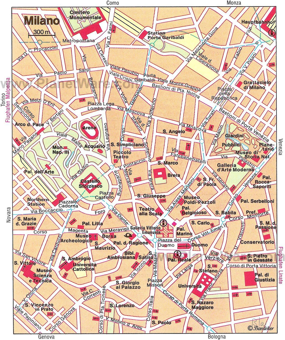 Milano cartina turistica - Milano, italia mappa turistica (Lombardia