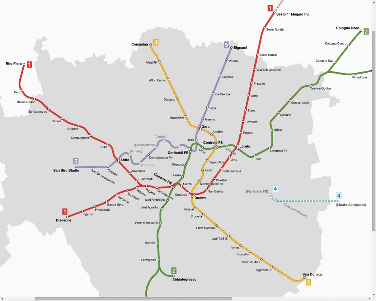 mappa di atm milano tram