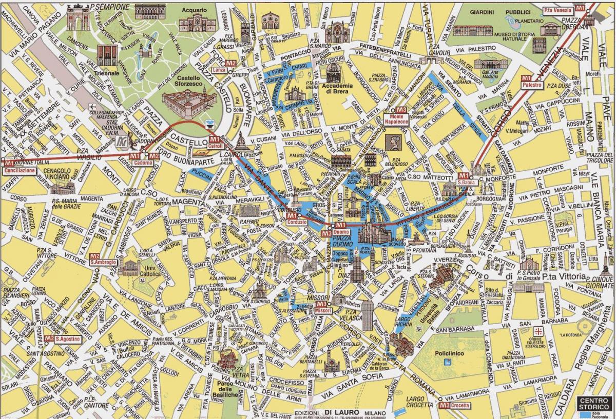 milano-mappa della città con attrazioni