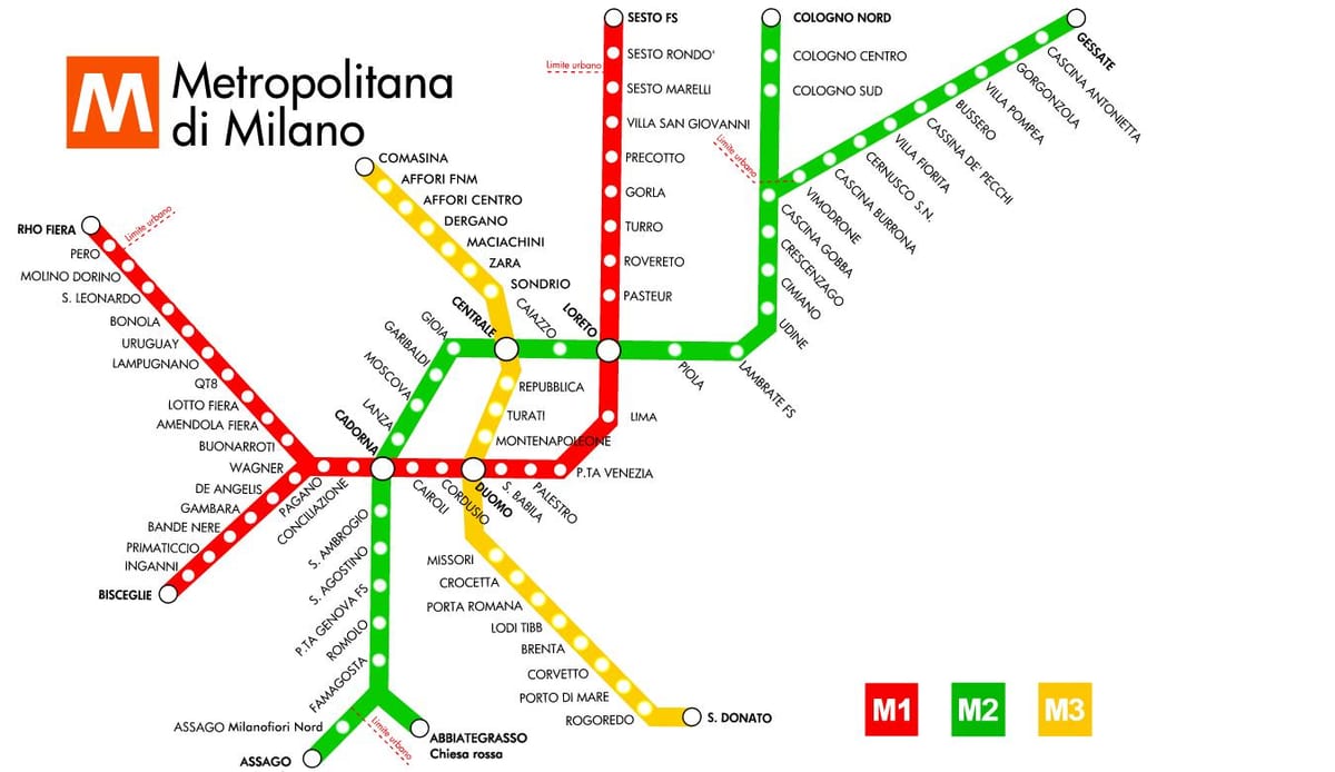 mappa della metropolitana di milano