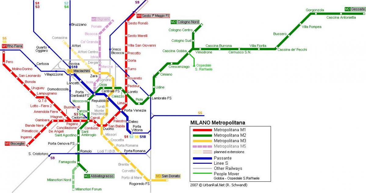 milano mappa della metropolitana 2016