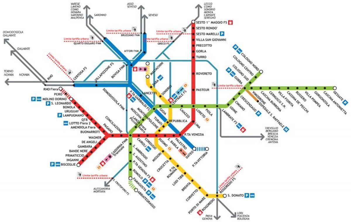 mappa della metropolitana di milano