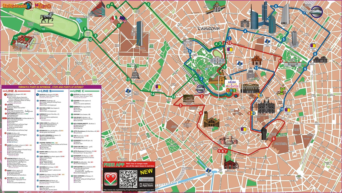mappa di milano autobus