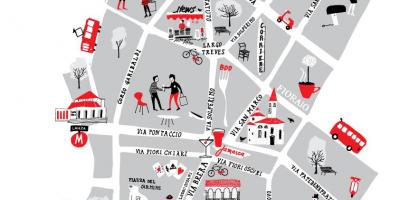 Mappa del quartiere di brera, milano